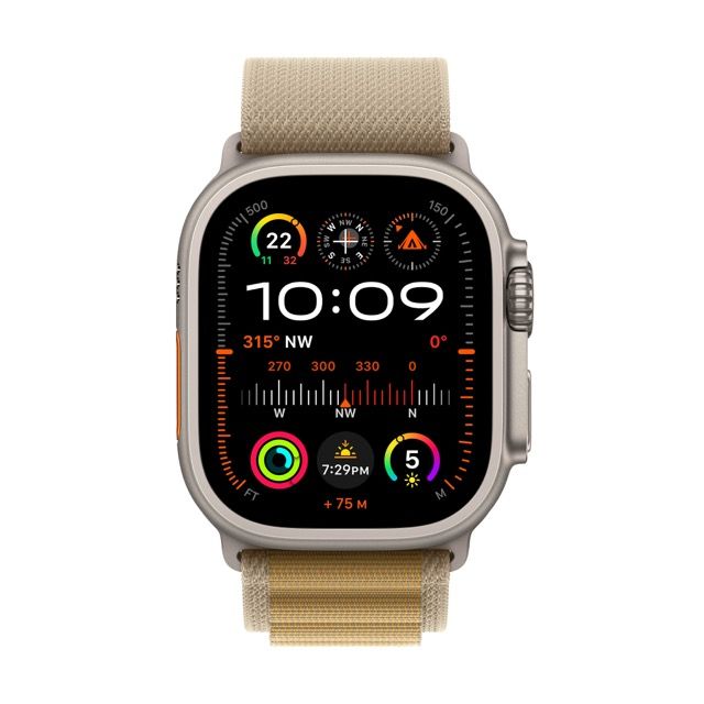 Apple Watch Ultra 2 GPS + Cellular 49mm Natural Titanium Case with Tan Alpine LoopWearablesNew finish. Never quit.Featuring a stunning, new black titanium case, Apple Watch Ultra 2 is the ultimate sports and adventure watch. It has all the connectivity, h