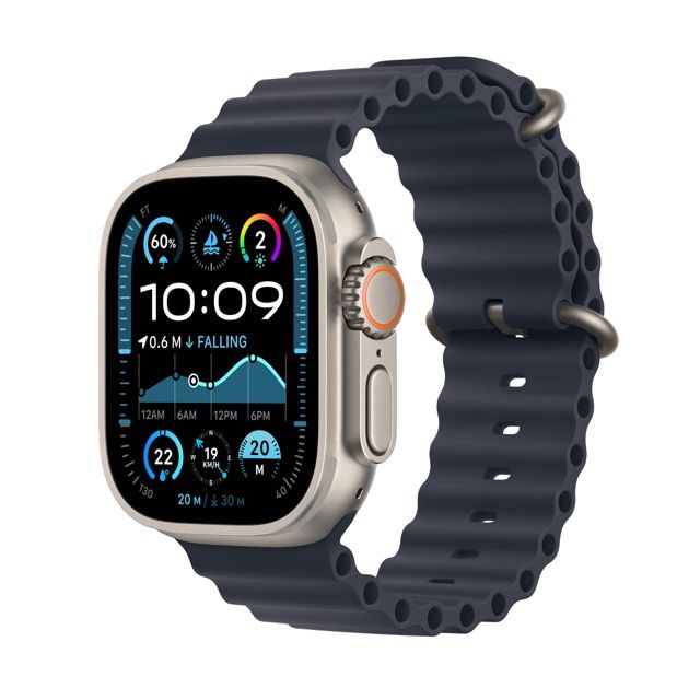 Apple Watch Ultra 2 GPS + Cellular 49mm Natural Titanium Case with Navy Ocean BandWearablesNew finish. Never quit.Featuring a stunning, new black titanium case, Apple Watch Ultra 2 is the ultimate sports and adventure watch. It has all the connectivity, h