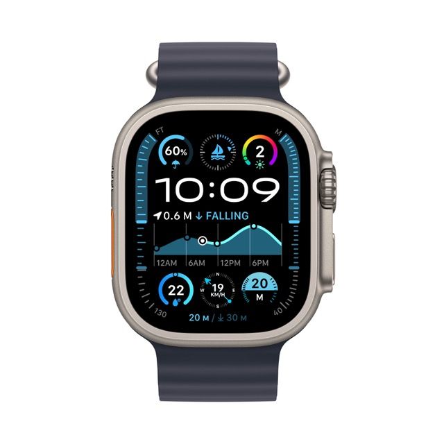 Apple Watch Ultra 2 GPS + Cellular 49mm Natural Titanium Case with Navy Ocean BandWearablesNew finish. Never quit.Featuring a stunning, new black titanium case, Apple Watch Ultra 2 is the ultimate sports and adventure watch. It has all the connectivity, h