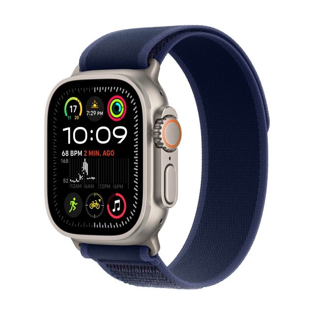 Apple Watch Ultra 2 GPS + Cellular 49mm Natural Titanium Case with Blue Trail LoopWearablesNew finish. Never quit.Featuring a stunning, new black titanium case, Apple Watch Ultra 2 is the ultimate sports and adventure watch. It has all the connectivity, h