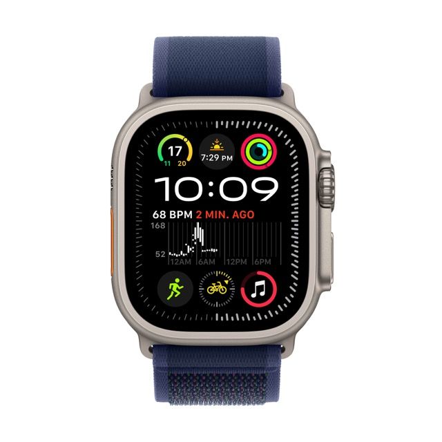Apple Watch Ultra 2 GPS + Cellular 49mm Natural Titanium Case with Blue Trail LoopWearablesNew finish. Never quit.Featuring a stunning, new black titanium case, Apple Watch Ultra 2 is the ultimate sports and adventure watch. It has all the connectivity, h