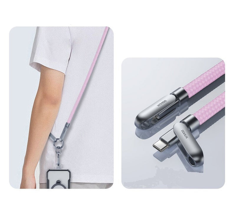 XUNDD Crossbody Lanyard with Builtin Cable (USBC to USBC) 240W Charging Cable Body Neck Lanyard for Compatible with iPhone 16 Pro Max Samsung S25 Ultra iPhone 15 Pro Max etc. (1.2M) (Pink)Mobile Accessories240W USB-C to USB-C Charging Cable: Features a hi