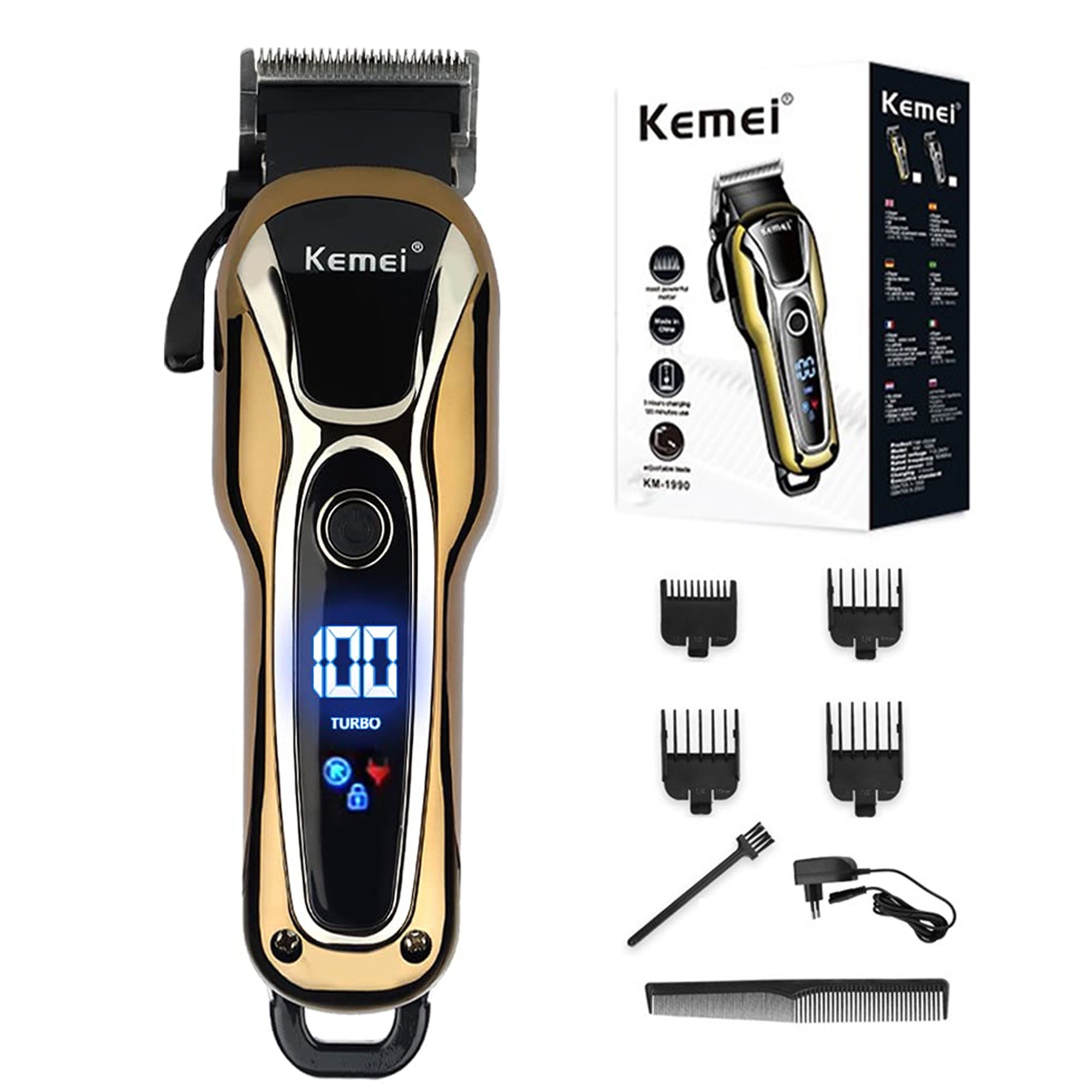 KEMEI Cordless Hair Clippers for Men Professional Grooming Kit Machine KM-1990Mens GroomingSharp Blade & Powerful Motor: hair clipper has a durable long-lasting powerful motor and automatic sharpening precision, stainless steel blade that stay sharp longe