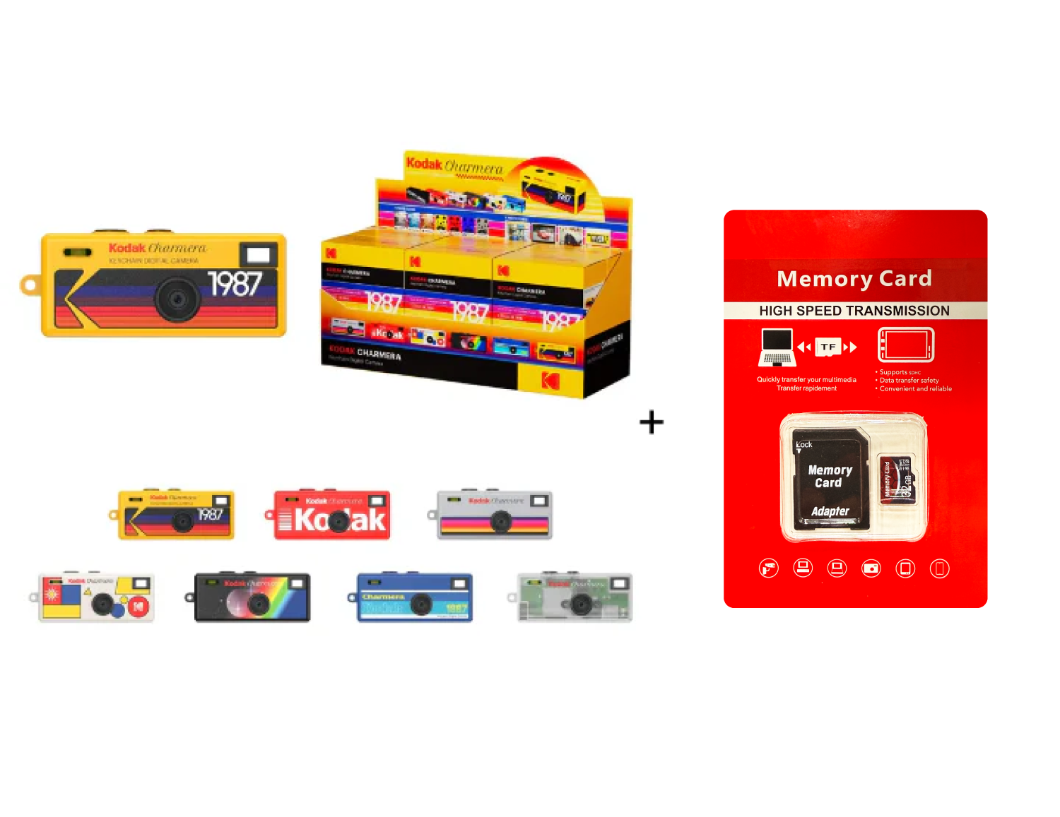 Kodak Charmera blind box keychain digital camera with 32GB MicroSD memory card bundle – mystery colour mini wearable camera ready to shoot available in UAE
