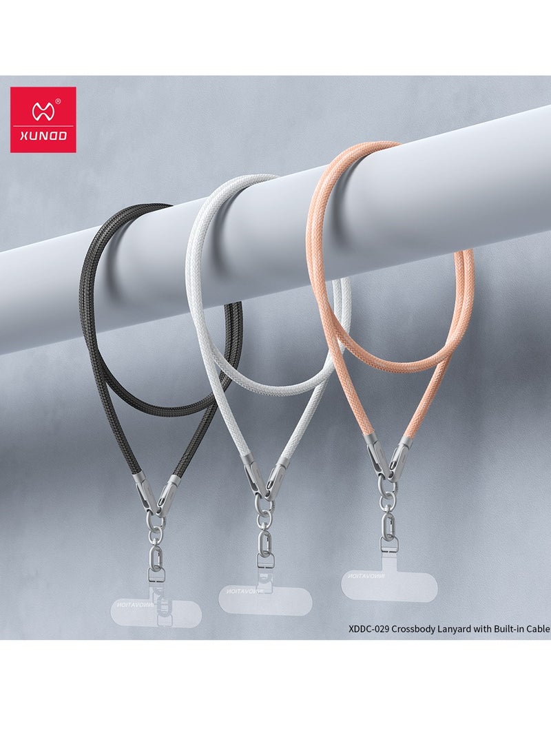 XUNDD Crossbody Lanyard with Builtin Cable (USBC Compatible with Lightning) 27W Charging Cable Body Neck Lanyard for Compatible with iPhone 14 Pro Max iPhone 14 Pro 14 Plus 13 Pro Max etc (1.2M) (Pink)Mobile AccessoriesBuilt-in 27W Charging Cable: Feature