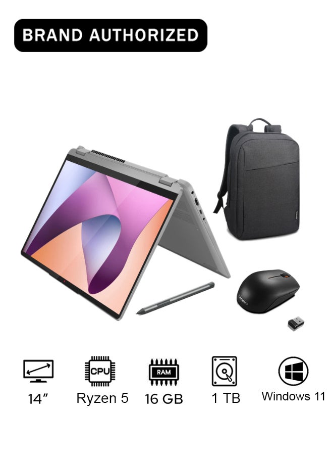 Lenovo Flex 5 laptop with backpack and mouse UAE