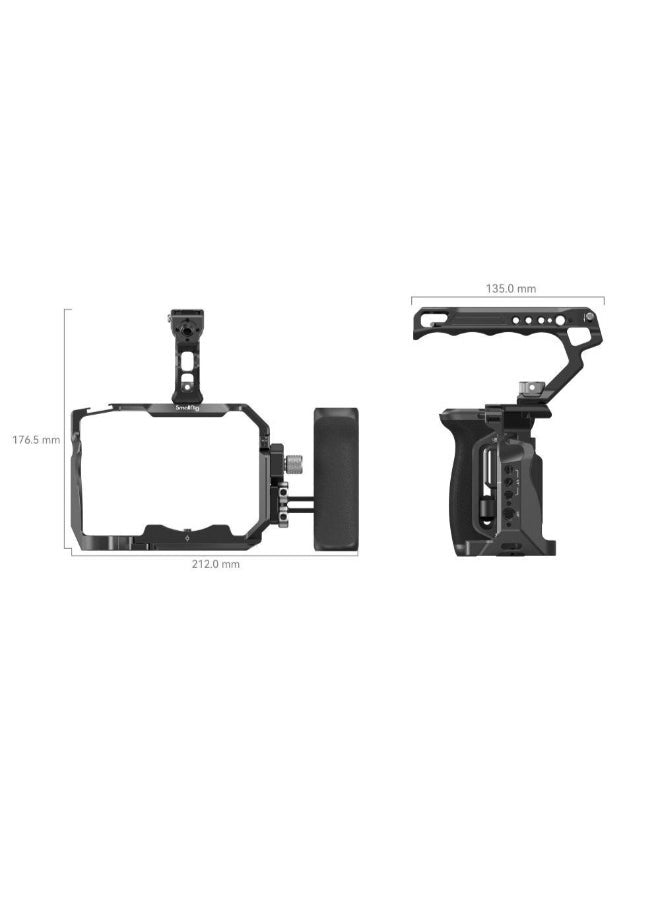 SmallRig Advanced Cage Kit for Sony Alpha 7R V / Alpha 7 IV / Alpha 7S III 3669CCamera AccessoriesProfessional handheld kit for two-handed and low-angle shooting at will Two-point locking, stable, and no deflection Spindle spanner at the battery door fits