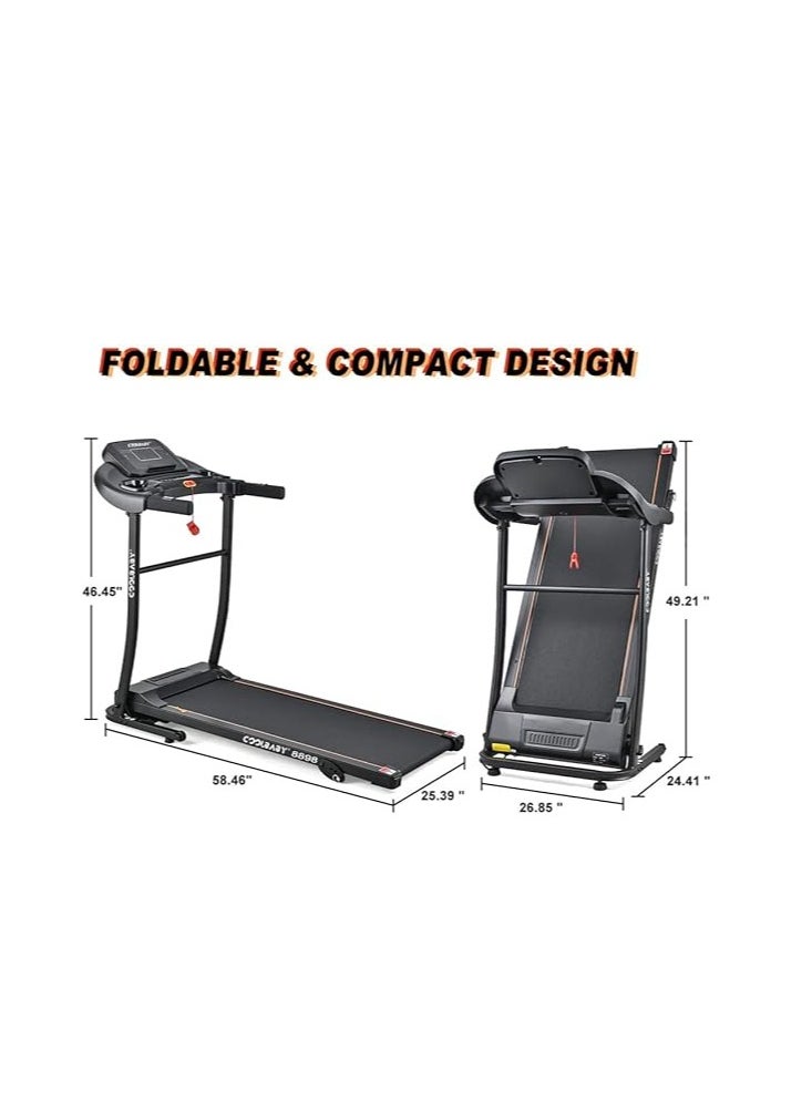 Cool Baby Folding Treadmill 1.5HP Portable Treadmill with Manual Incline Easy to Assemble Fitness Treadmill for Home Office 12 Preset Programs Speed ​​1.0-10KM/H