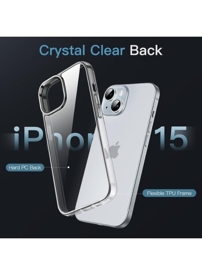 Clear case for iPhone 15 6.1-Inch, Non-Yellowing Shockproof Phone Bumper Cover, Anti-Scratch Clear Back (Clear)