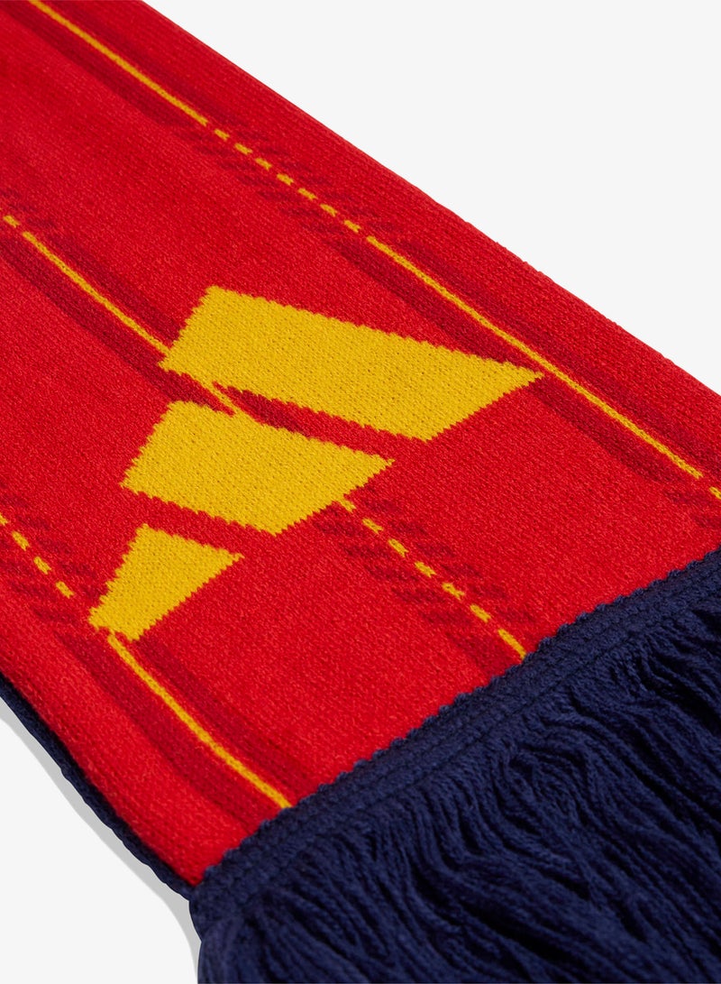 adidas Spain 2026 Scarf – Official RFEF Crest, Red & Gold Flatknit, 100% Acrylic, World Cup Fan Gift