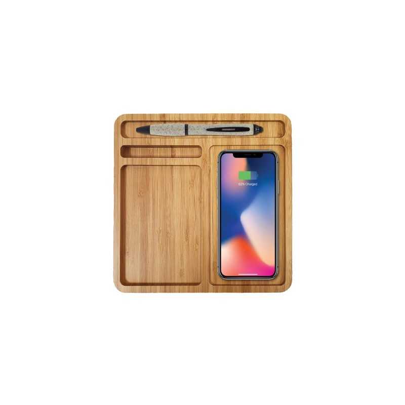 Bamboo Wireless Charger Docking Station – Eco-Friendly Fast Wireless Charging Stand for Smartphones & Devices