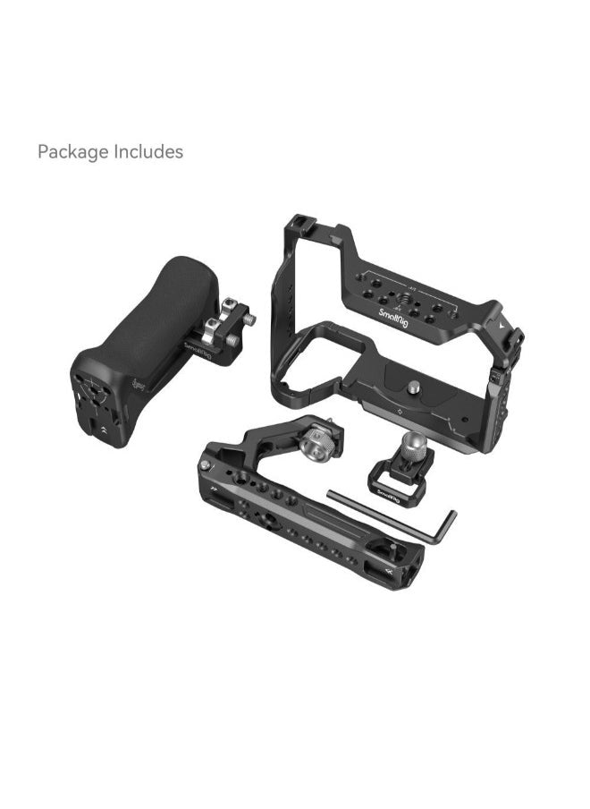 SmallRig Advanced Cage Kit for Sony Alpha 7R V / Alpha 7 IV / Alpha 7S III 3669CCamera AccessoriesProfessional handheld kit for two-handed and low-angle shooting at will Two-point locking, stable, and no deflection Spindle spanner at the battery door fits