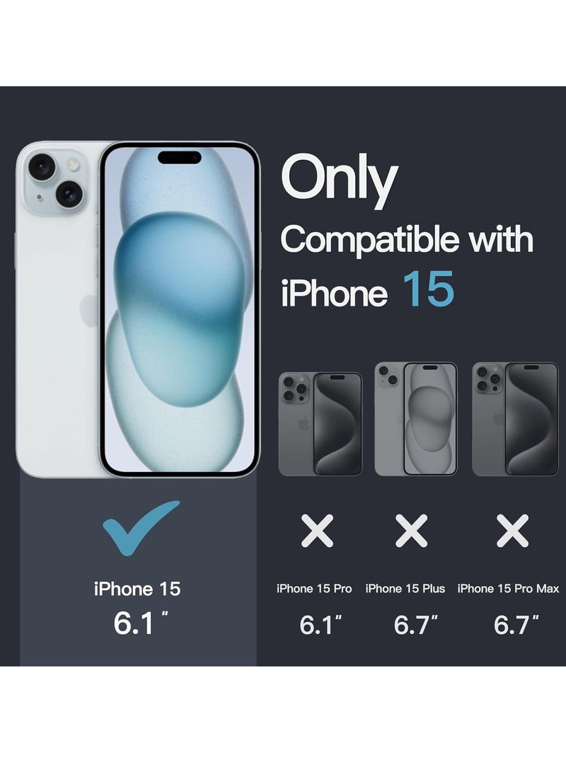 Case for iPhone 15 6.1-Inch, Non-Yellowing Shockproof Phone Bumper Cover, Anti-Scratch Clear Back (Clear)