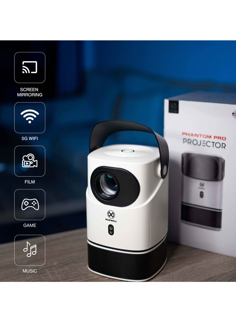 Maxwell Phantom Pro Projector Supports 4k, Built-in Stand, Portable Speaker, Full HD 1080P Resolution, Keystone Correction, Electronic Focus, Hi-Fi Sound System, 5G Wifi, Outdoor/Home Cinema ProjectorAudio & VideoBrand Maxwell Recommended uses for product