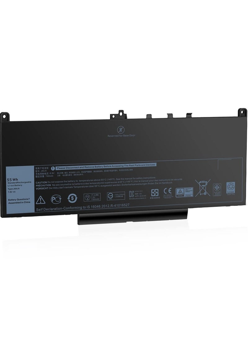 J60J5 E7470 Laptop Battery Replacement - for Dell Latitude E7470 E7270 P26S001 P61G001 Series Laptop 451-BBSU 451-BBSY 451-BBSXB MC34Y PDNM2 242WD R1V85 High Performance [7.6V/55Wh]