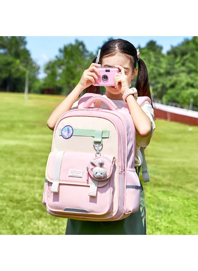 SUN EIGHT SE22222 16.5" Lightweight School Backpack – Water-Resistant Polyester Daypack for Girls, Pink