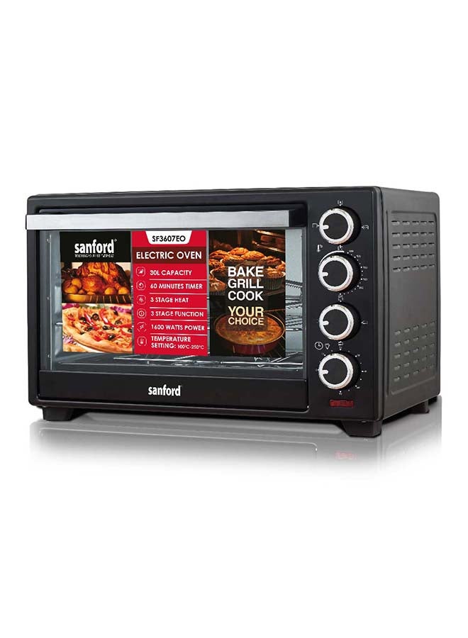 Sanford Electric Oven 30 L 1600 W SF3607EO BS - BlackKitchen Appliances30 Liter Capacity Oven, 1600 Watts. Elegant Design, Superior Quality. Stainless Steel Heating Element. Grill, Rotisserie and Convection Function. 100ºC-250ºC Adjustable Temperature Con