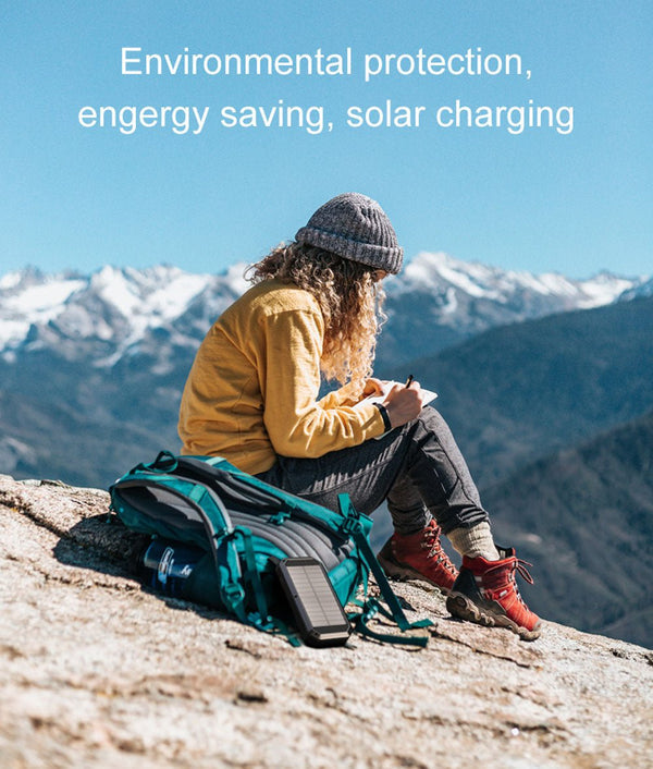CRONY ES981S Solar Power Bank 20000mAh – LED Camping Light, 2×USB, Wireless, Solar Panel, Outdoor