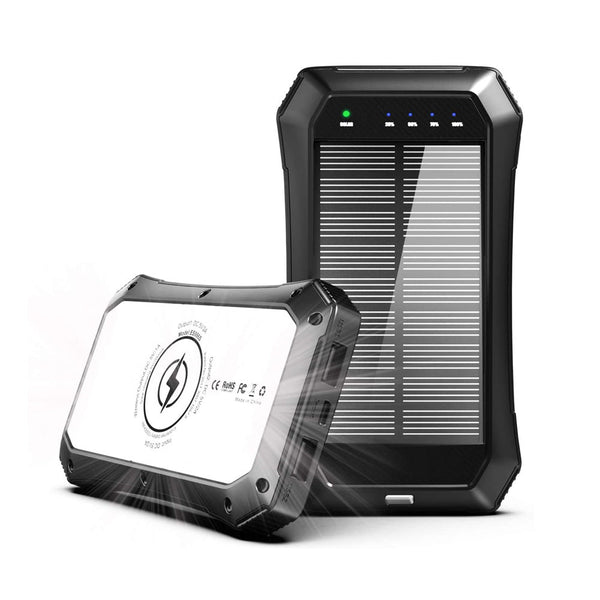 CRONY ES986S 28000mAh Solar Qi Power Bank – 20-LED 520LM Lantern, PD/QC Fast Charge, Certified