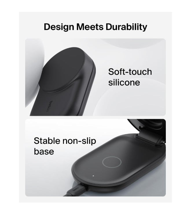Belkin UltraCharge Pro 3-in-1 Foldable MagSafe Wireless Charging Dock Qi2 25W – Black