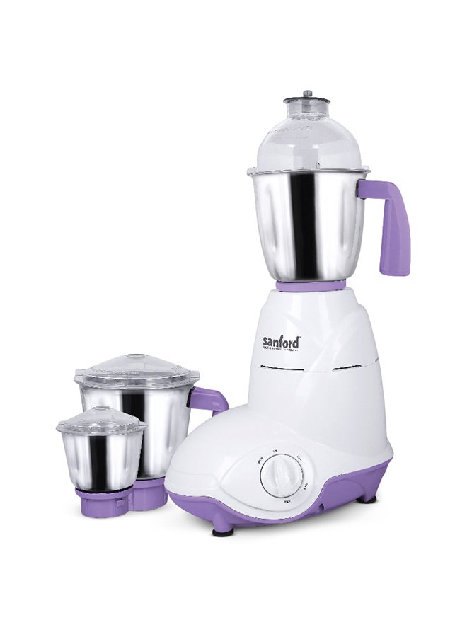 Sanford 3 IN 1 Grinder Mixer 1.2 L 600 W SF5906GM BS - PurpleKitchen AppliancesHarmonic grinding technology: Swirl control replaceable blades, Double oil seal, Inbuilt flow breakers, Optimal jar, and Blade fitOverload Protection For Motor. 3 in 1, 600 Wat