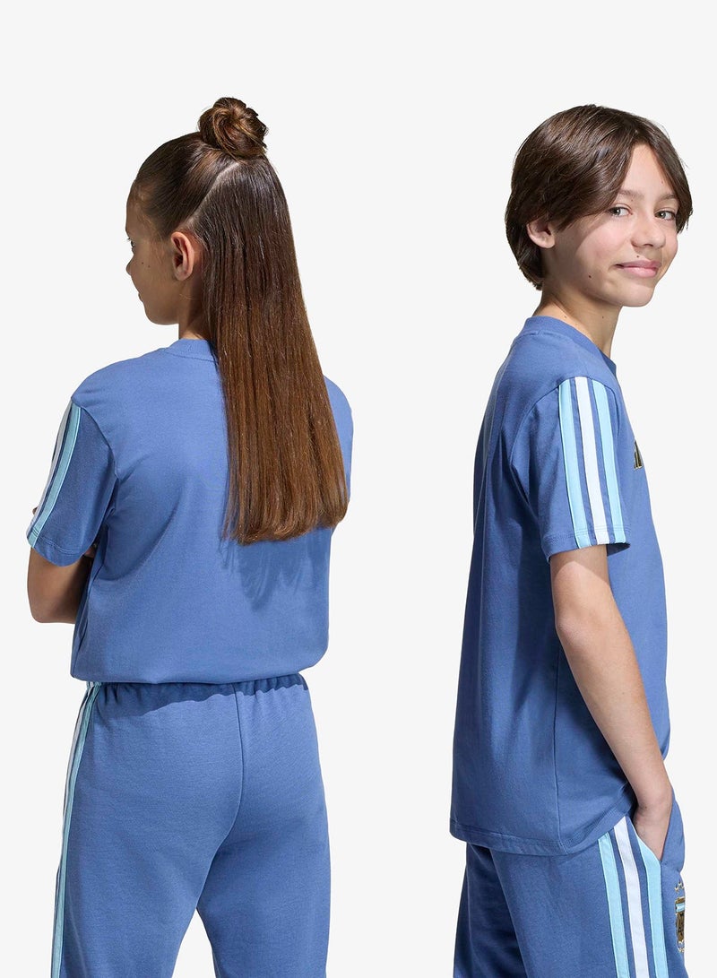 adidas Argentina DNA Youth T-Shirt – 3-Star Crest, Cotton Crew Neck, Kids Football Fan Tee
