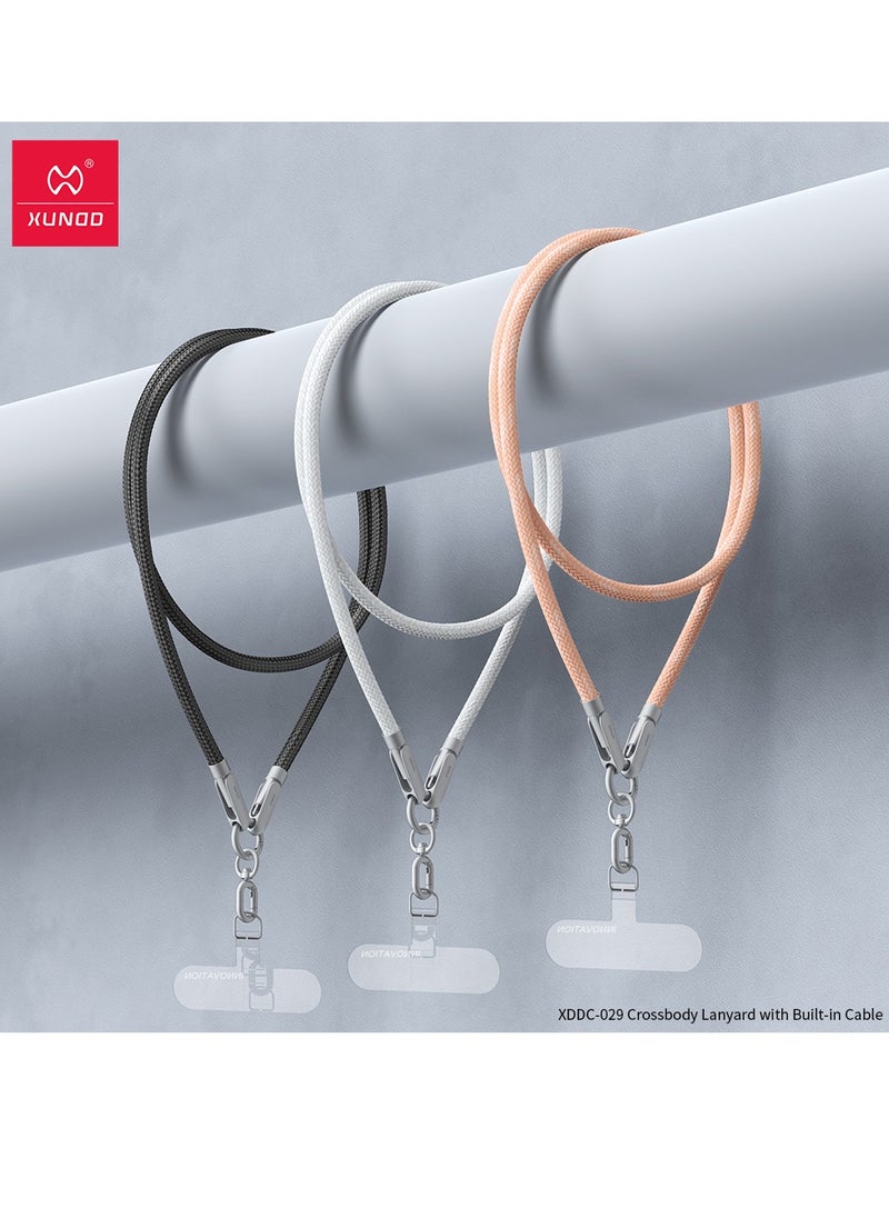 XUNDD Crossbody Lanyard with Builtin Cable (USBC Compatible with Lightning) 27W Charging Cable Body Neck Lanyard for Compatible with iPhone 14 Pro Max 13 Pro Max 13 Pro etc.(1.2M) (Black)Mobile AccessoriesBuilt-in 27W Charging Cable: Features a USB-C comp