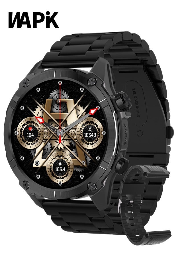 WAPIK Y7 Smartwatch for Men – 1.43" AMOLED Display, Bluetooth Calling, Heart Rate & Sleep Monitoring, GPS, 30M Waterproof, 320mAh Battery, Black UAE