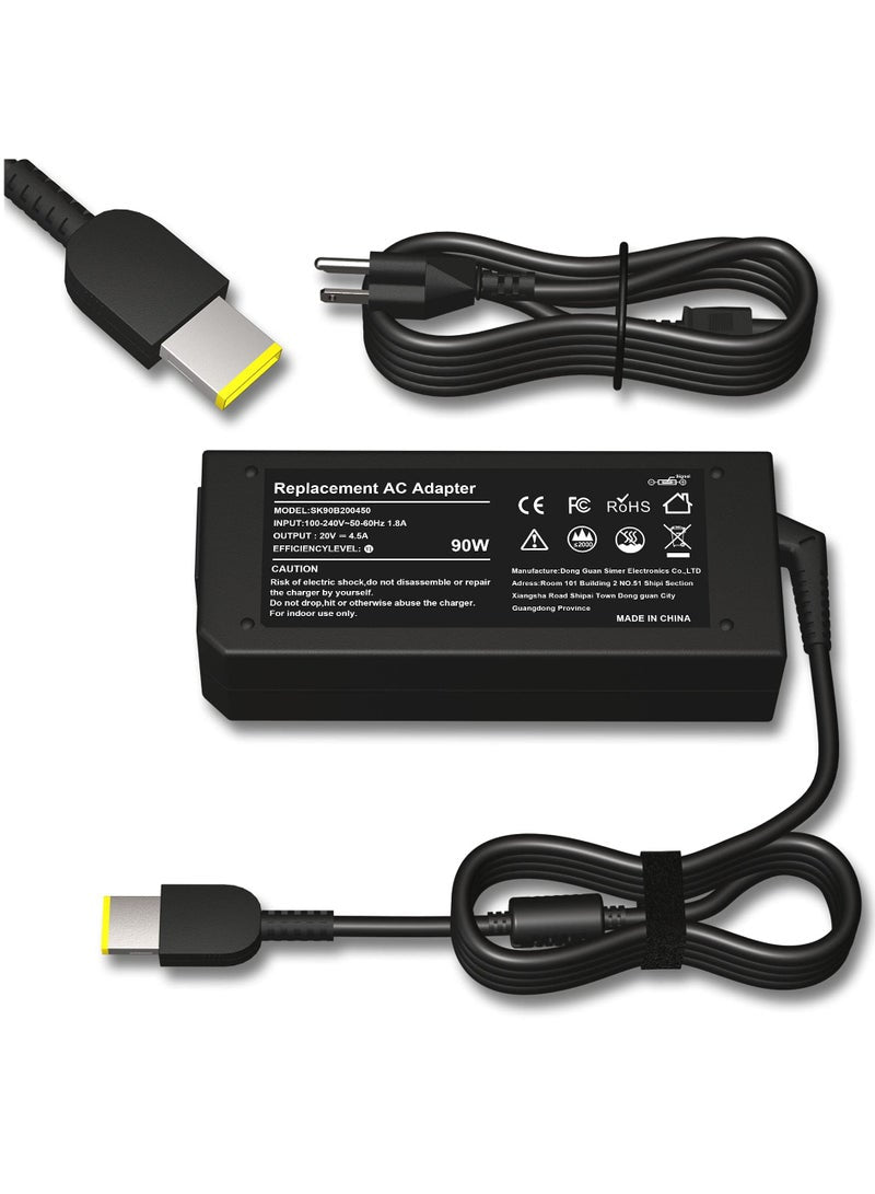 Replacement 20V 4.5A 90W Usb Ac Power Adapter Supply Charger For Lenovo Laptop Notebook Black