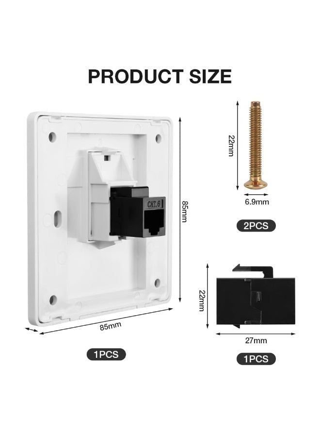 Network Wall Socket RJ45 LAN Faceplate Ethernet Wall Plate for CAT6/CAT5E/CAT5 Network Cable keystone Jack Flame Retardance (1 Port)