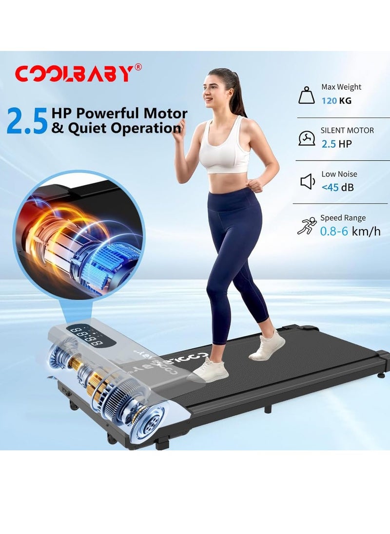 COOLBABY Under Desk Treadmill, 2 in 1 Quiet Treadmill for Office and Home, Portable Office Treadmill with Remote Control, LED Display, Running Mat for Walking and Jogging, Under Desk TreadmillEquipments2-in-1 Walking & Jogging Treadmill – Switch effortles