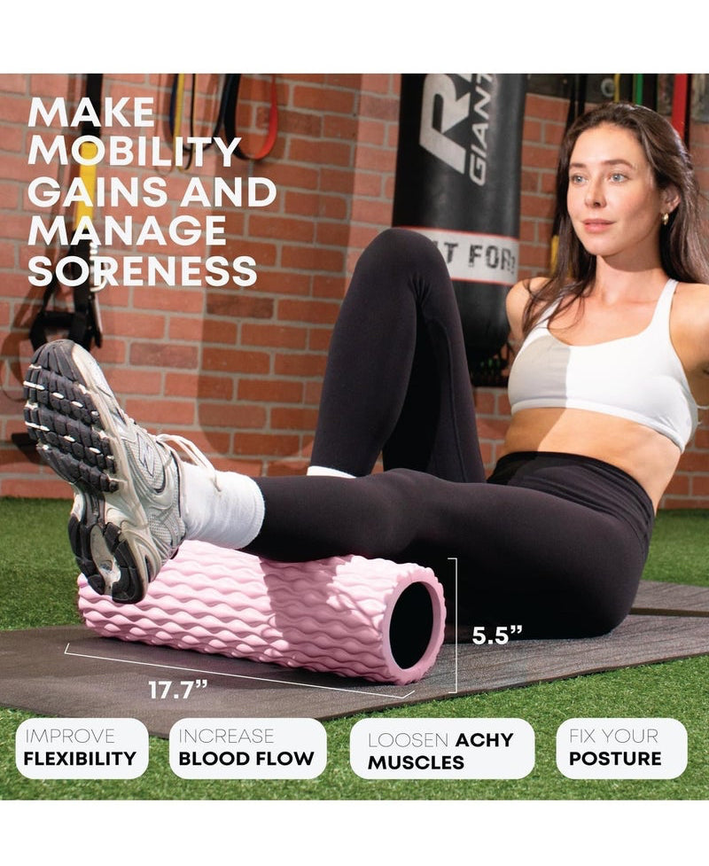 Bernessi 45 × 14 cm Foam Roller – Textured Muscle Massage Roller for Yoga, Stretching & Recovery