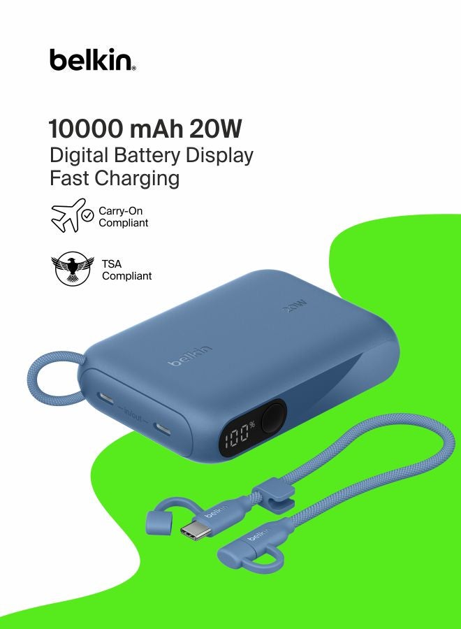 Belkin Slim 10,000mAh USB-C Power Bank – Blue