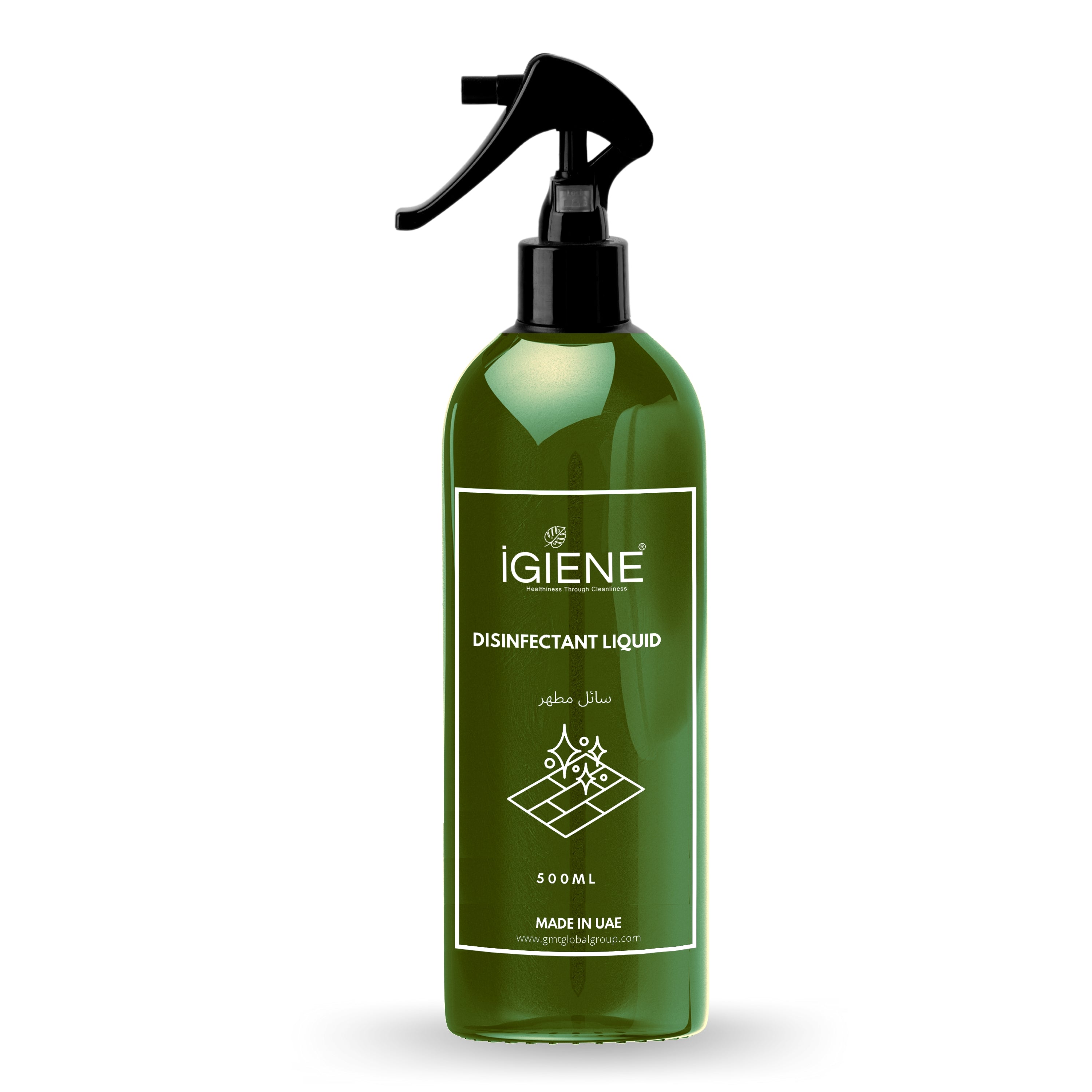 IGIENE Disinfectant Liquid 500MLHome & OutdoorThe Igiene Disinfectant Liquid will maintain your surfaces clean, disinfected, and germ-free without the use of water with our Isopropyl alcohol-based surface sanitizing gel that kills up to 99.9% of bacteria.