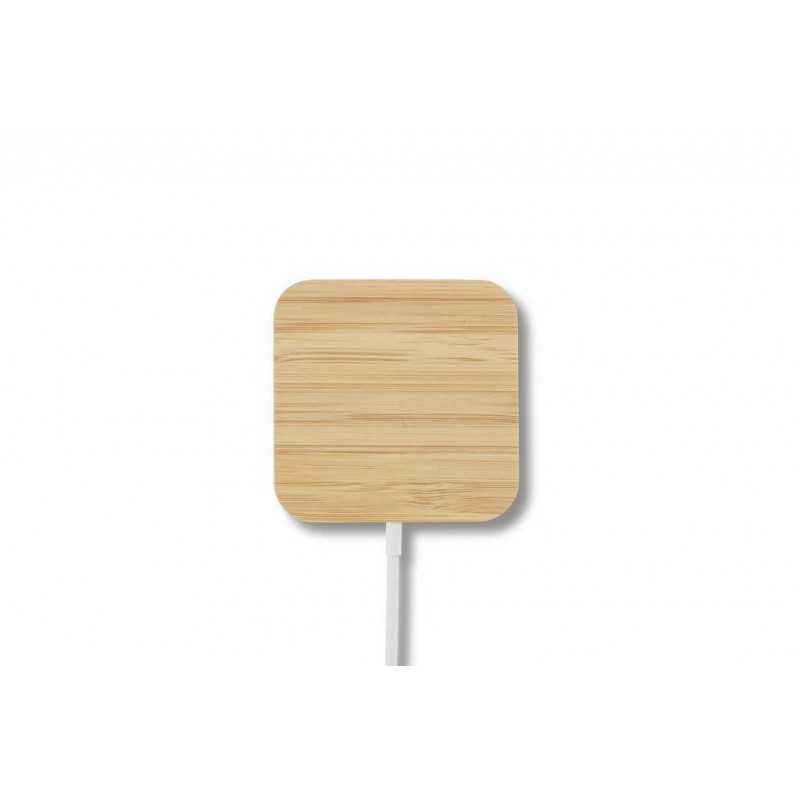 DOMITZ 15W Square Bamboo MagSafe Wireless Charger – Eco-Friendly Fast Charging Pad for iPhone & MagSafe Devices