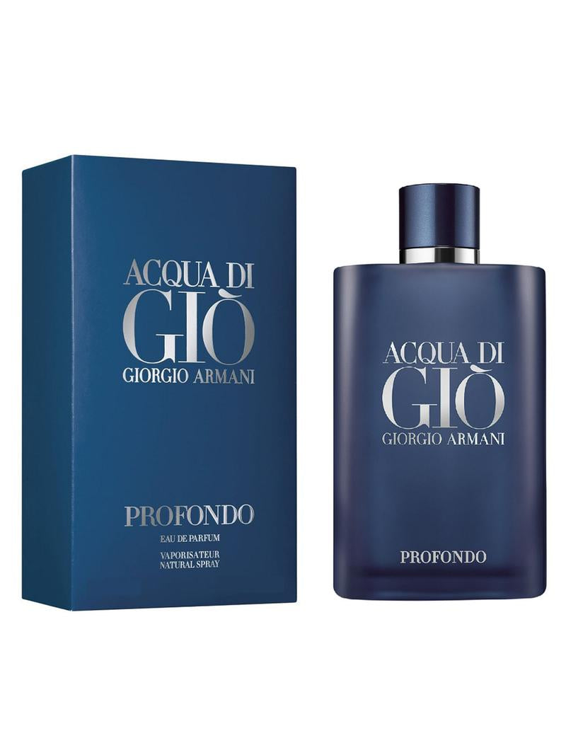 Armani Acqua Di Gio Profondo For Men Eau De ParfumPerfumes & FragrancesA fougère aromatic aquatic scent with notes of fresh green mandarin and marine notes, spicy nuances of aromatic essences, a woody mineral dry-down that gets softened with patchouli & m