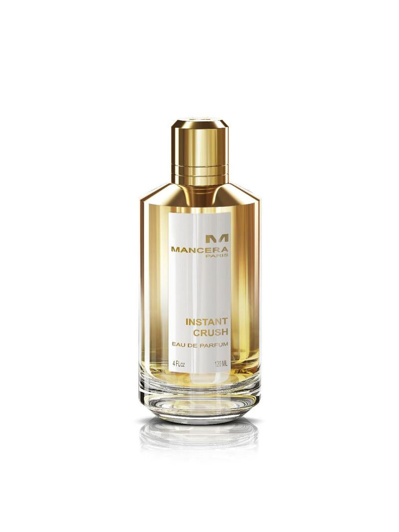 Mancera Instant Crush EDP 120ml For UnisexPerfumes & FragrancesThe irresistible trio - rose, jasmine, amber - strikes again, in a rich mix of sensuality and romance. Instant Crush is a wave of elegance that mixes citrus fruits and sandalwood with irresist