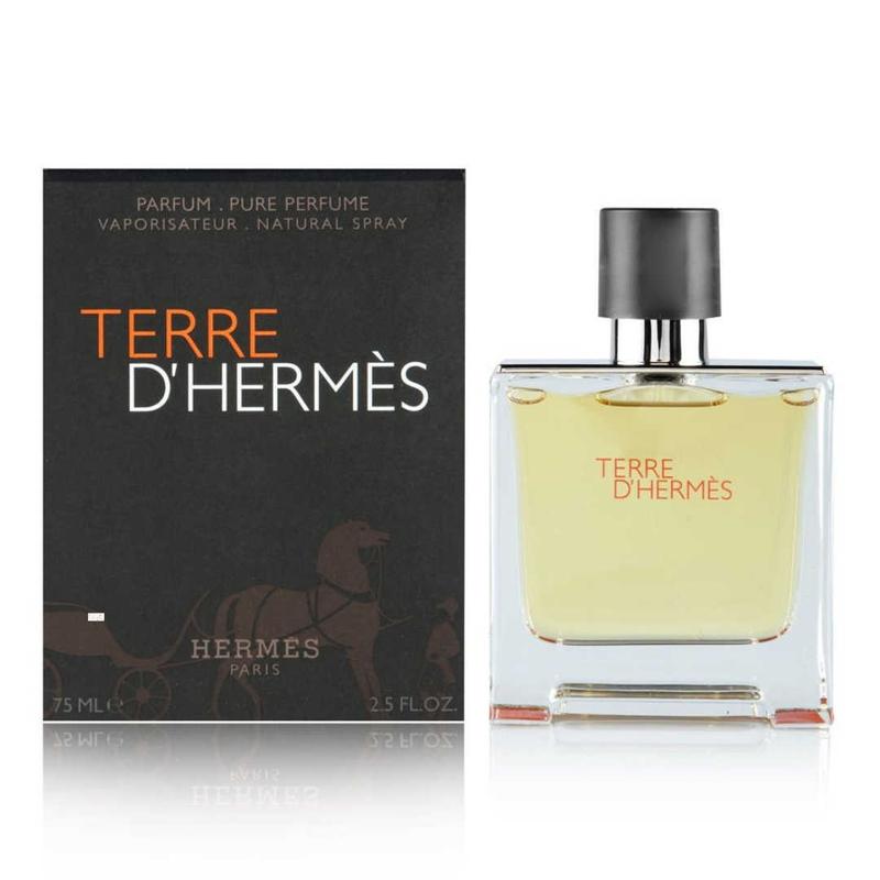 Hermes Terre D`Hermes Parfum 75mlPerfumes & FragrancesTerre d'Hermès tells the story of man's relationship with the earth, his humble and harmonious dialogue with nature and the elements. TOP NOTE: Grapefruit, Sweet Orange HEART NOTE: Geranium, Pepper, Pi