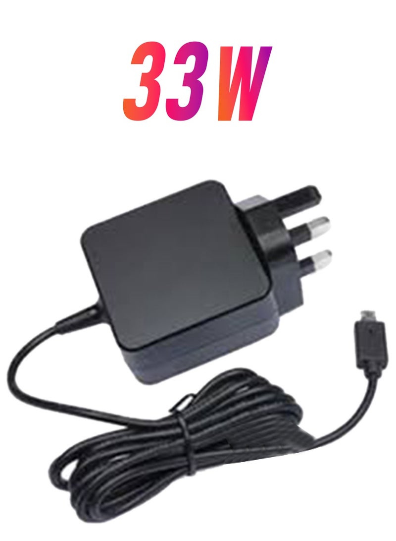 19V/1.75A Micro USB Adapter Compatible for Asus EeeBook E202, E202SA, E205, E205SA, EXA1206UH, X205T Black