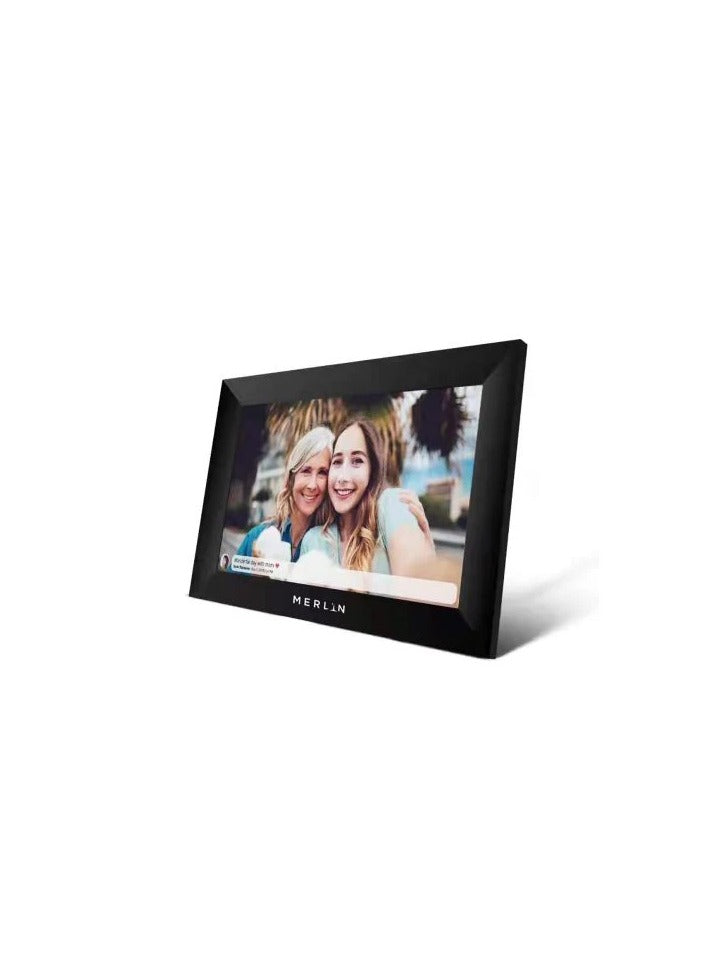 Merlin WiFi Smart Photo Frame 10.1 with APP and Wi Fi Conectivity digital frame for Portrait Landscape and Auto Rotation and Wall Mountable photo frame to share images and videos