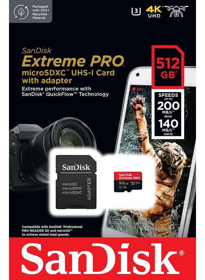 SanDisk Extreme PRO microSDXC 512GB UHS-I – UAEComputer & Laptop AccessoriesThe SanDisk Extreme PRO 512GB microSDXC UHS-I card offers top-tier performance tailored for content creators, mobile gamers, and drone operators in the UAE. Featuring read speeds
