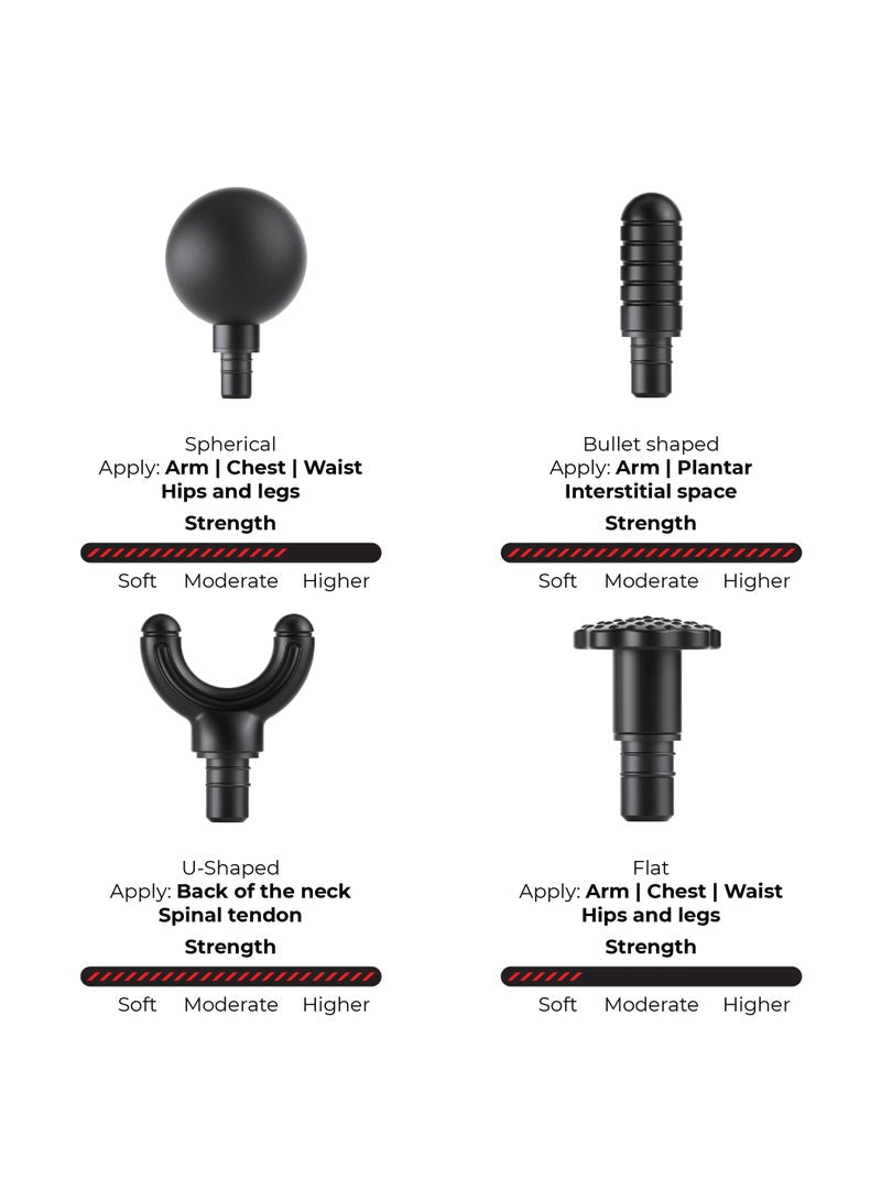 BSON Smart Press Massage Gun – 9 Modes, 4 Heads, 12mm Percussion, Touchscreen & USB-C