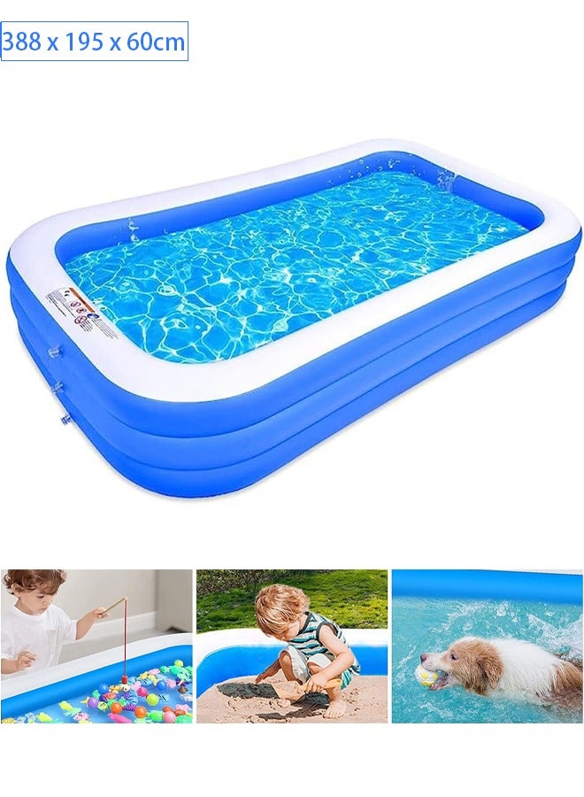VUCATIN Inflatable Swimming Pool – Thickened Full-Sized Above Ground Family Pool, 388 x 195 x 60cm