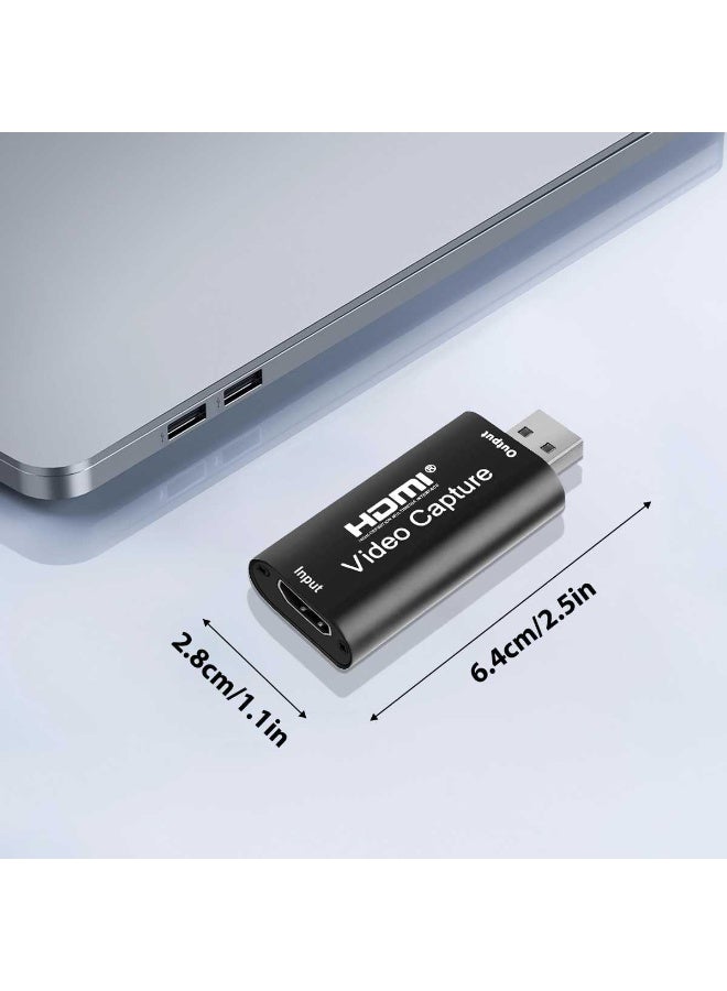 4K HDMI Video Capture Card, Cam Link Card Game Audio Adapter HDMI to USB 2.0 Record Capture Device for Streaming, Live Broadcasting, Video Conference, Teaching, Gaming