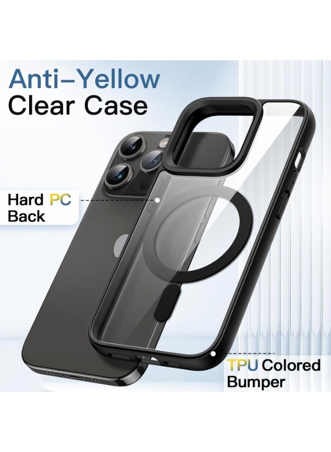 Magnetic Case for iPhone 14 Pro Max 6.7-Inch Compatible with MagSafe, Shockproof Phone Bumper Cover, Solid Color Matte TPU Frame, Anti-Scratch Clear Back