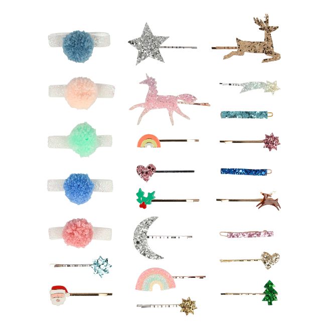 Hair accessories revealed in Meri Meri advent calendar trays