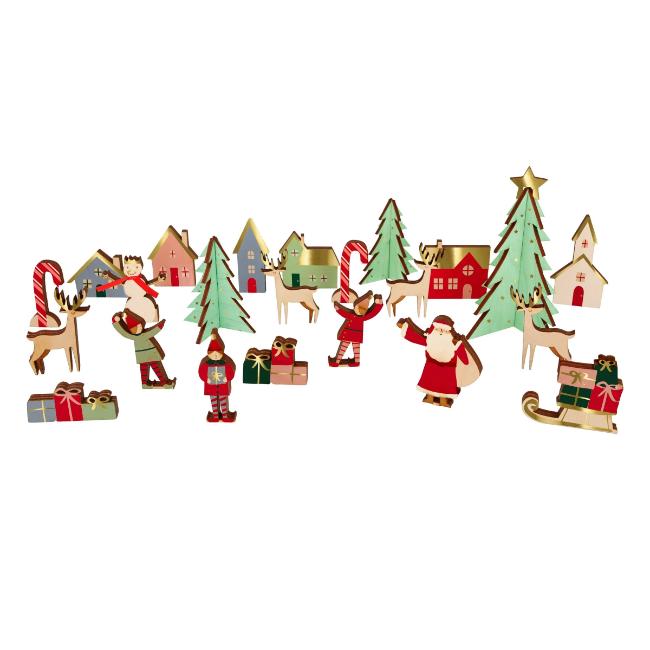 Meri Meri Festive Village Advent Calendar decorative wooden figures