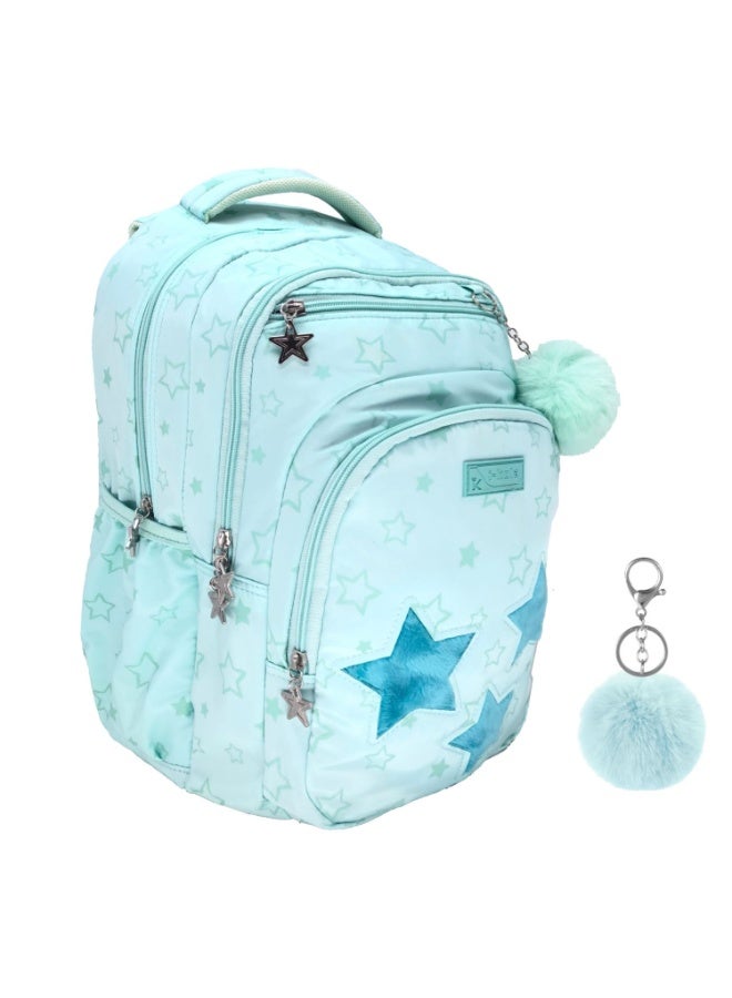 i-kola Light Blue 18-inch Stitch School Backpack with 3 compartments, PVC material – UAE