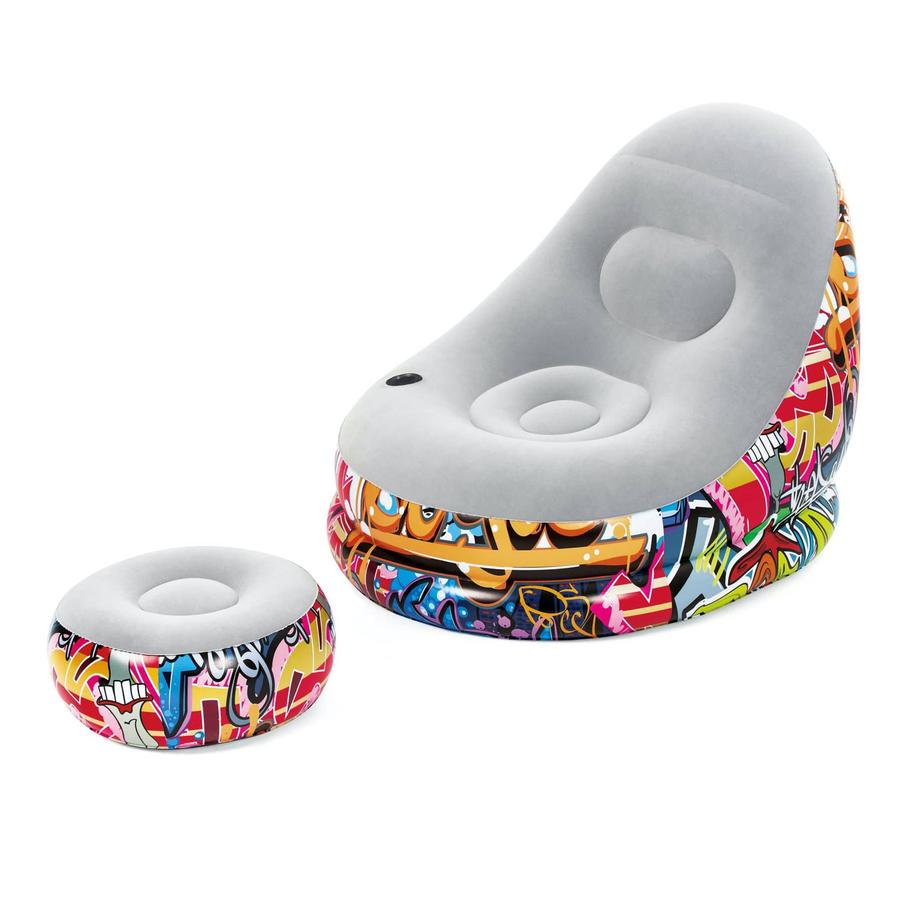 Bestway Comfort Cruiser Inflatable Air Chair with Footstool – 1 Person, 121 × 100 × 86 cm