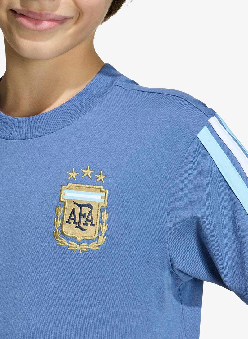 adidas Argentina DNA Youth T-Shirt – 3-Star Crest, Cotton Crew Neck, Kids Football Fan Tee